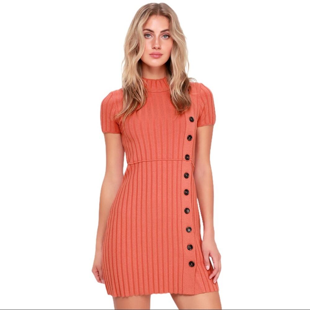 NWOT Free People Blush Ribbed Sweater Dress Medium